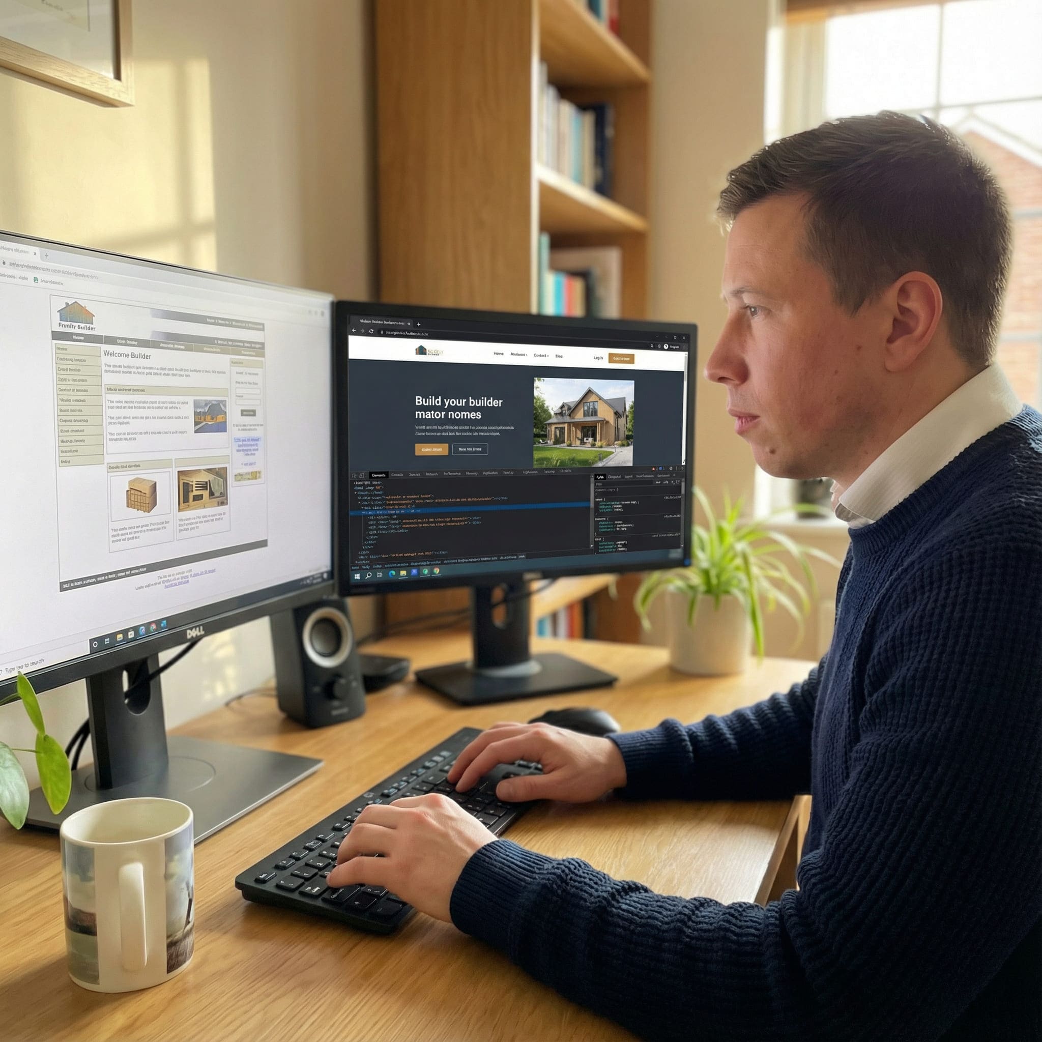 Dan designing a website for a client